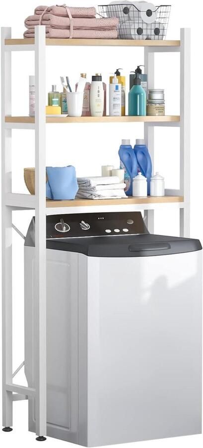 Boven de clamshell wasmachine opbergrek Ruimtebesparend badkamer opbergrek Multifunctioneel verstelbaar opbergrek Wit opbergrek
