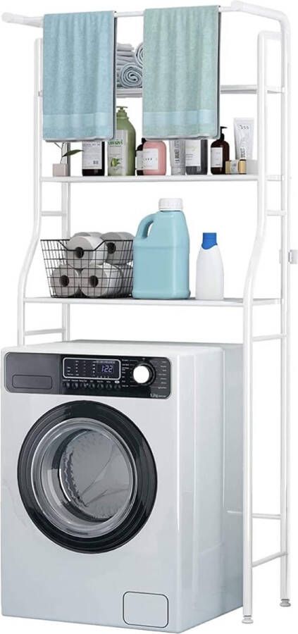 Boven het wasmachinerek Waterdicht opbergrek Multifunctionele organisatorplank Bespaar ruimte met 3 planken In hoogte verstelbare poten