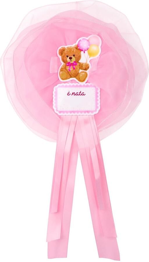 Bow Birth Girls Pink Cooking Order Birth Outdoor Bowknot Bear Newborn with Name Writable Decoration Favors Birth Christening Hanging Door Window Pink