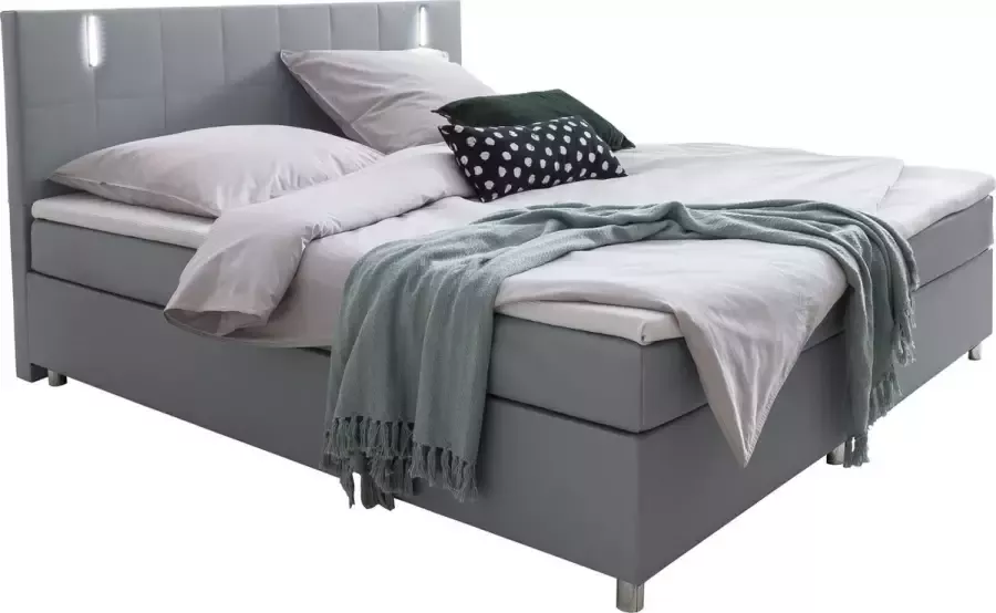 SalesFever Bed met ledverlichting in het hoofdbord loungebed in zacht fluweel design bed met matras en topmatras - Foto 2