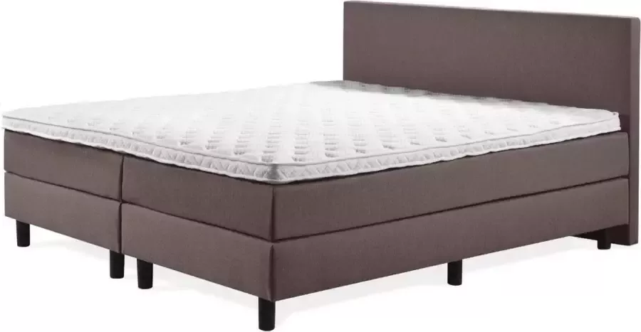 Boxspring Praag 2.0 180x210 cm Compleet met matrassen en topmatras bruin