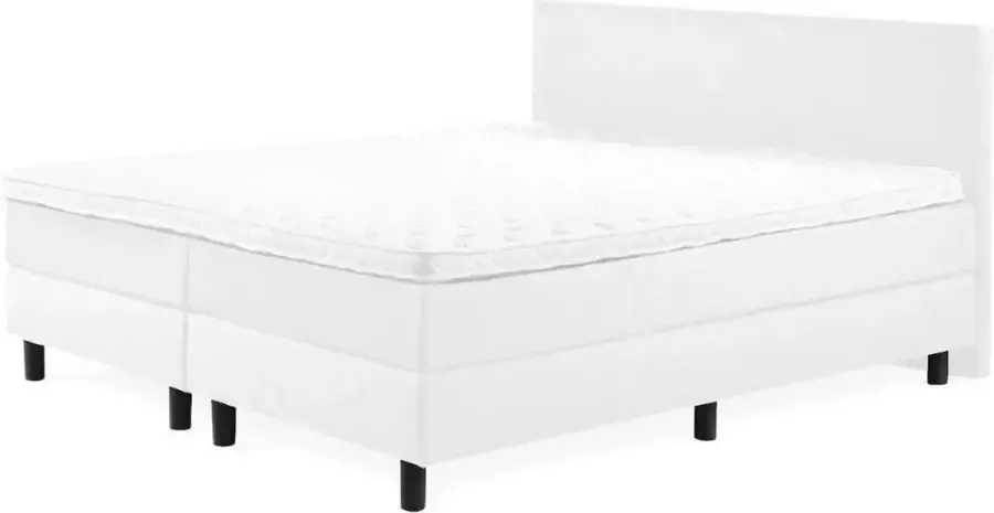 Boxspring Praag 2.0 180x210 cm Compleet met matrassen en topmatras kunstleer wit