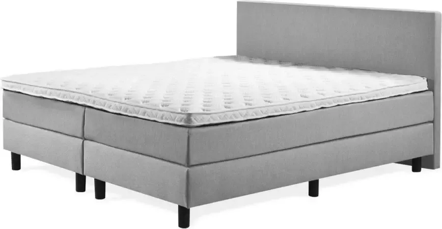 Boxspring Praag 2.0 180x210 cm Compleet met matrassen en topmatras lichtgrijs