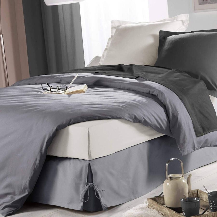 Boxspringhoes 160 x 200 cm polyamide grijs Boxspring cover 160 x 200 cm polyamide grijs