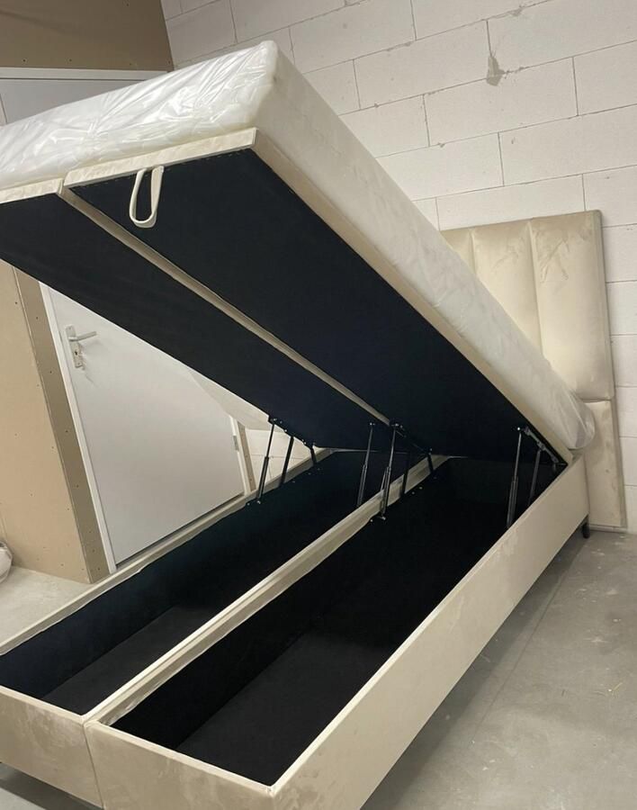 Boxspringset 120x200 Beige Twijfelaar Inclusief Opbergruimte