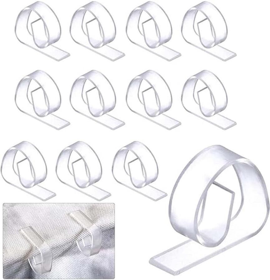 BQRKOTM 12 stuks plastic tafelkleedklemmen transparante tafelkleedhouderklemmen tafelklemmen tafelkleedklemmen voor Kerstmis bruiloften binnen en buiten kamperen