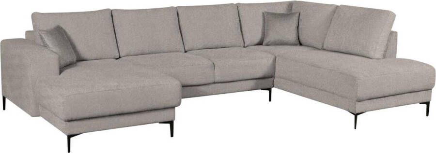 Brede hoekbank met hoek rechts van grijze stof ASELIO L 309 cm x H 83 cm x D 200 cm - Foto 3