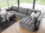 Brede hoekslaapbank met hoek links van grijs velours ESILIA L 340 cm x H 92 cm x D 170 cm - Thumbnail 2