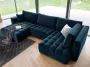 Brede hoekslaapbank met hoek links van nachtblauw velours ESILIA L 340 cm x H 92 cm x D 170 cm - Thumbnail 2