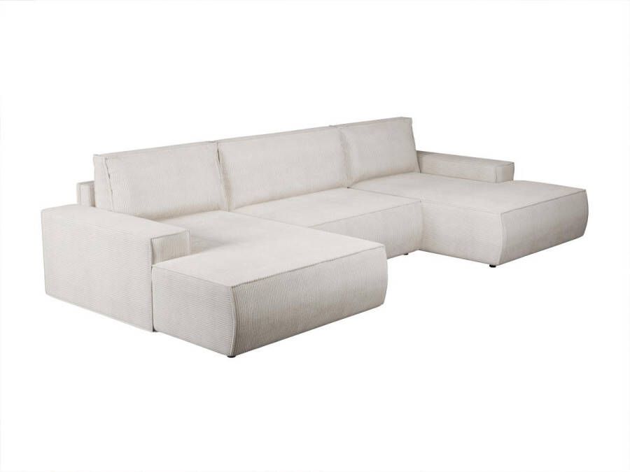 Brede hoekslaapbank van crèmekleurig ribfluweel AMELIA L 358 cm x H 85 cm x D 167 cm - Foto 1