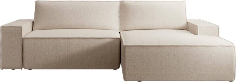 Brede hoekslaapbank van beige stof met textuur AMELIA L 267 cm x H 85 cm x D 167 cm - Foto 3