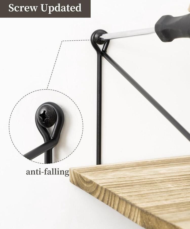 Brede rustieke zwevende planken diep houten 12 inch wandplank grote wandorganizer opbergplanken met beugel voor slaapkamer badkamer woonkamer keukenaccessoires set van 2 Afuly Beside shelf