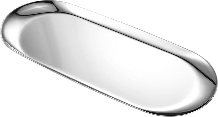 Brenzoos Ovale kaptafel voor sieraden en make-up opbergorganizer zilverkleurig roestvrijstalen lade