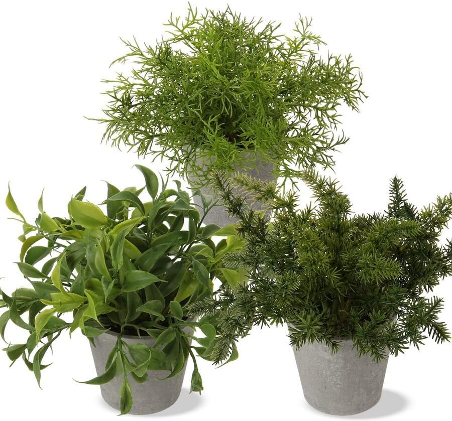Briful kunstplant mini kunstplant eucalyptus rozemarijn kruiden in cement pot decoratie badkamer bureau keuken tuin decoratie set van 2