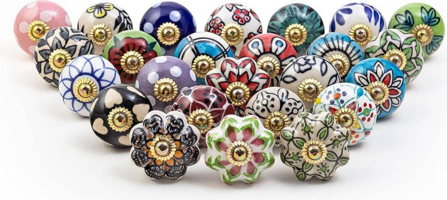 Bringing rajasthan to you bloemen deurknop keramiek multi color 25 stuks Vintage Look Flower Blue keramische knoppen deurgreep kast lade