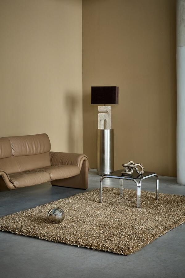 Brink & Campman Vloerkleed 250 x 350 cm Beige Bruin Rechthoekig Wol Woonkamer Slaapkamer Gespikkeld Modern Shaggy Hoogpolig Landelijk