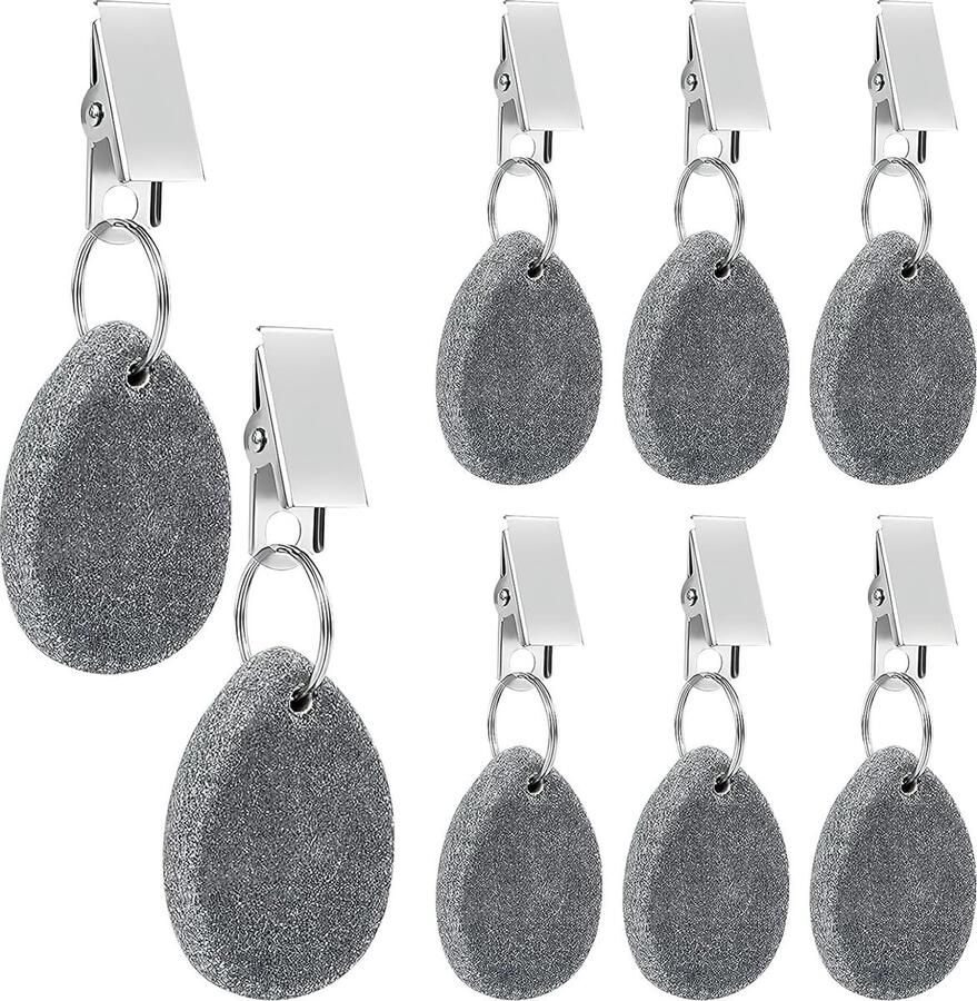 BRISKORE 8 stuks tafelkleedgewichten voor buiten tafelkleedgewichten met clips natuursteen tafelgewichten voor buiten marmer tafelkleed gewichten hanger steen tafelgewichten (blauw)