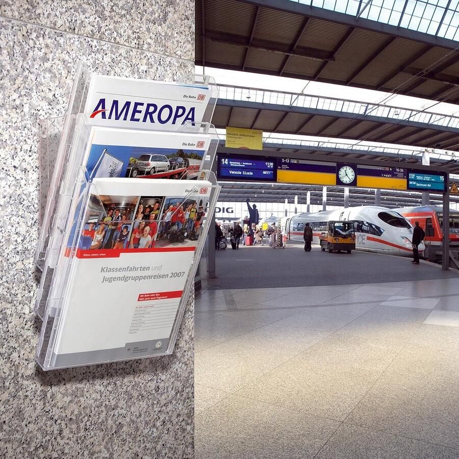 Brochurehouder Combiboxx A4 Set L 3 compartimenten transparant hoge capaciteit tafel- en wandtoepassingen