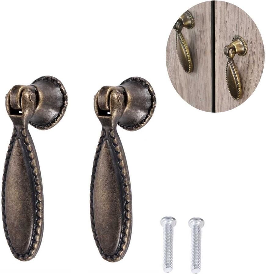 Bronzen enkelgatsgreep Creatieve ladegreep Retrogreep Meubelgreep Keukengreep Enkelgatsgreep 2 stuks Garderobekastgreep Geschikt voor houten meubels kasten laden en kastdeuren Zinklegering 6x1 8x1 8cm
