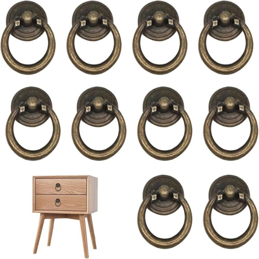 Bronzen meubelknoppen set Vintage look 10 stuks voor laden keukenkasten en commodes