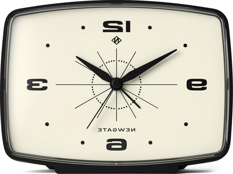 Brooklyn Retro Wekker Mat Zwart Rechthoekig Slaapkamer Bureau Accessoire