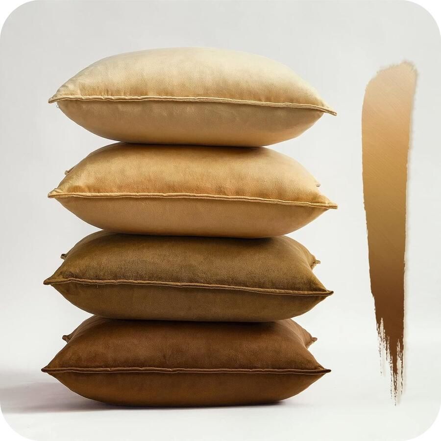 Brown Winter Kussenhoezen 12x12 Inch Sofa Bed Kleurvolle Oblong Soft Cover Velvet Throw Pillow Case voor Woonkamer en Slaapkamer Onzichtbare Rits Set van 4