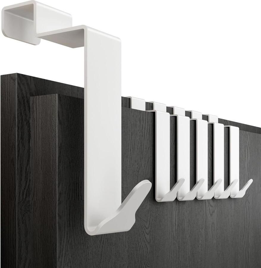 6-delige set witte deurhaken om op te hangen met hoge draagkracht kledinghaken voor deur achterkant deurkapstok opdekdeur