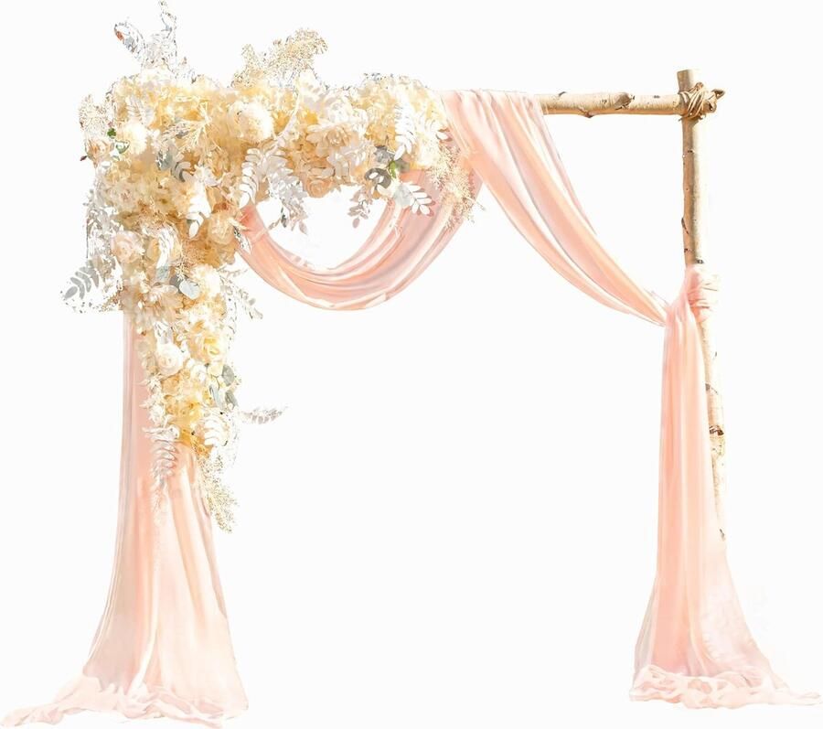 Bruiloft dwarsbehang vrije hand decoratie voor bruiloftsboog & trouwboog hemelbed gordijnen gordijn voor raamdecoratie van chiffon stof (koraalroze)