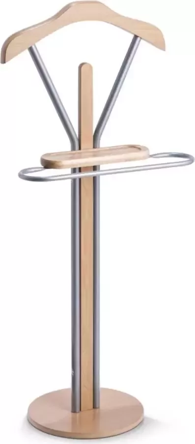 Bruin zilveren dressboy kledingkapstok hout metaal 108 cm Zeller Woondecoratie Slaapkamerdecoratie Kapstokken Kledingkapstokken Dressboy voor kleding