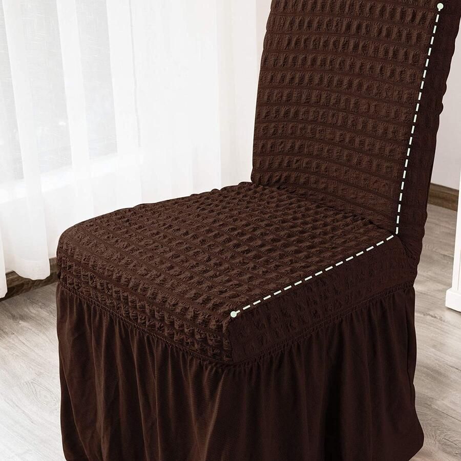 Bruisgaren stoelhoezen hotels home stretch universeel stofbestendig slijtvast vastzetten tafelkleed met houder verdikte stoelhoes per stuk in chocolade kleur