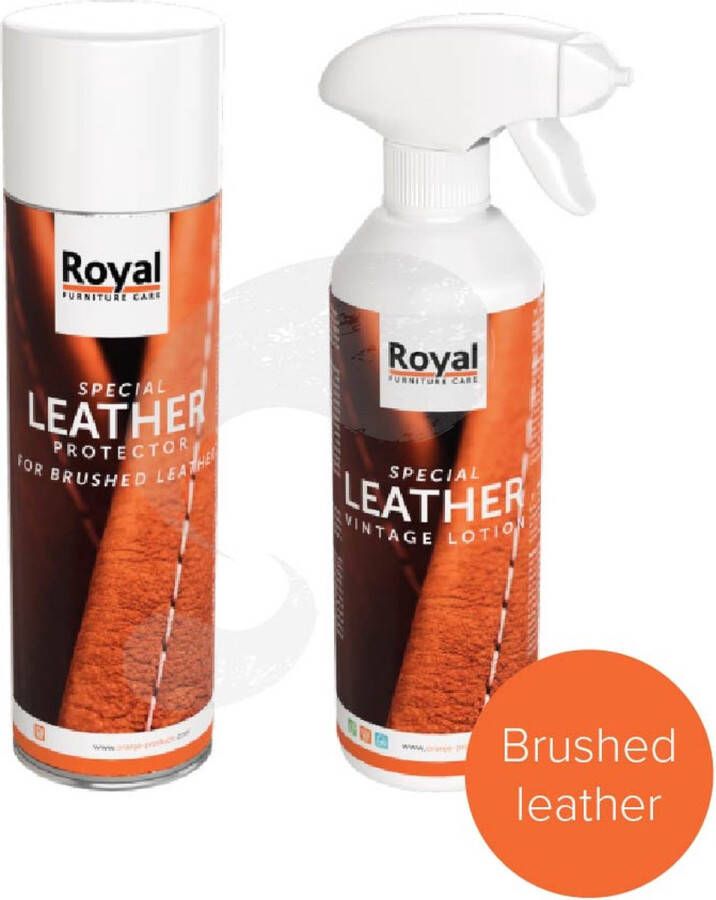 Brushed & vintage leather set 1 x protector + 1 vintage lotion