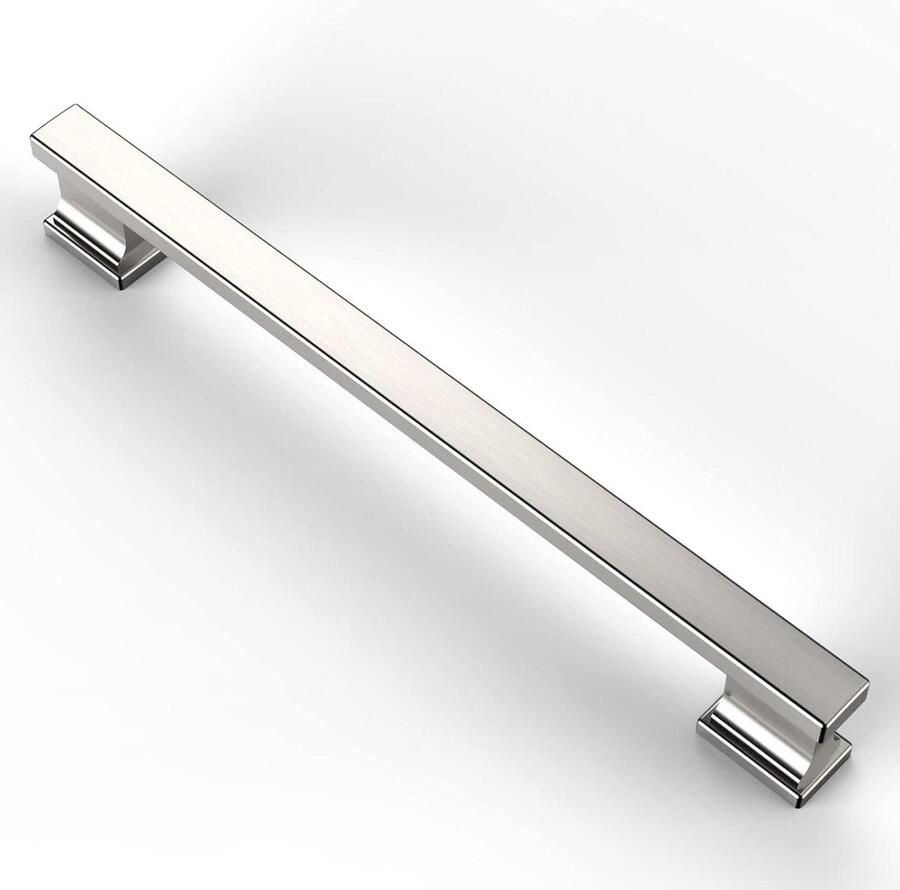 Brushed Nickel Furniture Handles 192mm Hole Spacing for Kitchen Cabinets Cupboards Drawers Door Handles Wardrobe 6 Pieces