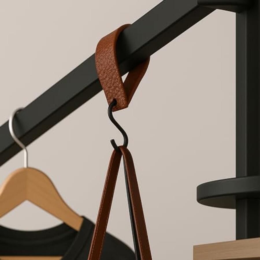 Brute Strength S-haak met leren lus Cognac 24X 12 5 x 2 5 cm Kapstokhaak Kapstok Vleeshaak Leer