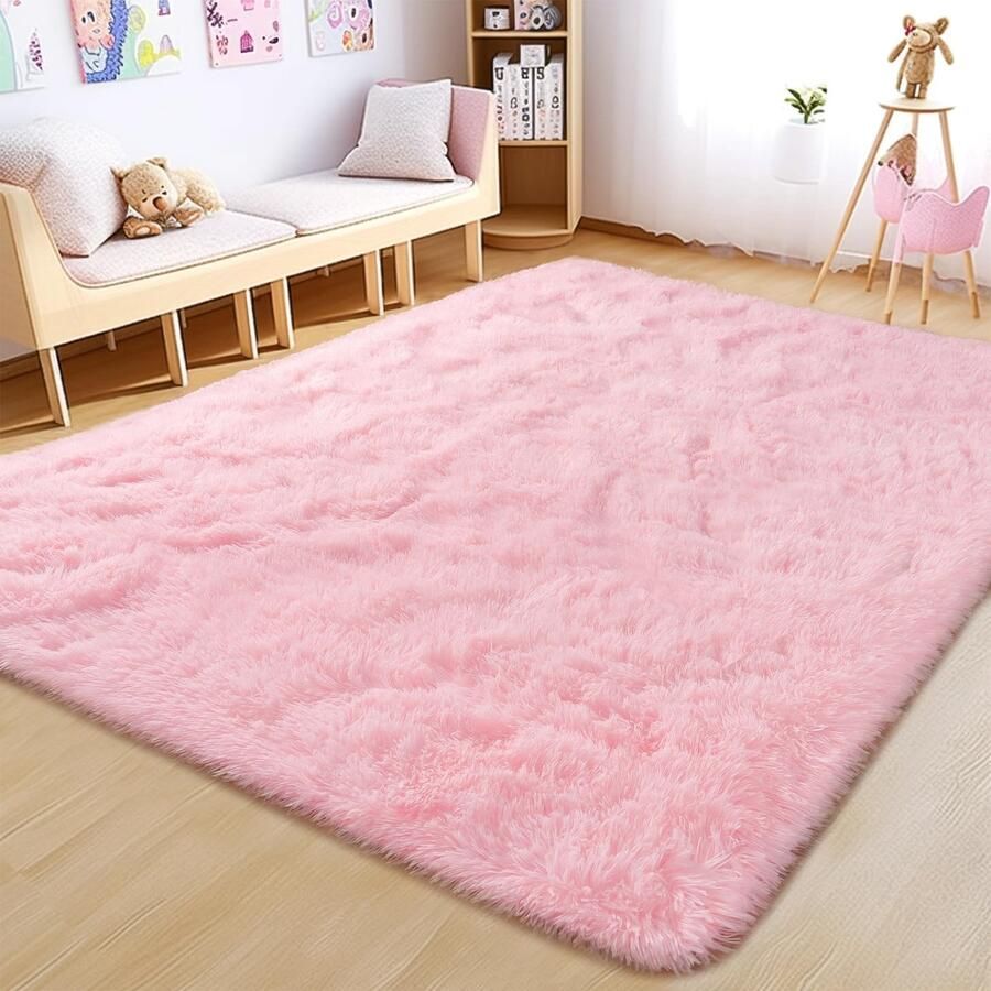 BSGIFT Hoogpolig tapijt 160x230 roze shaggy woonkamertapijt pluizig langpolig woonkamertapijt hoogpolig tapijt antislip moderne extra grote tapijten voor slaapkamer kinderkamer nachtkastje
