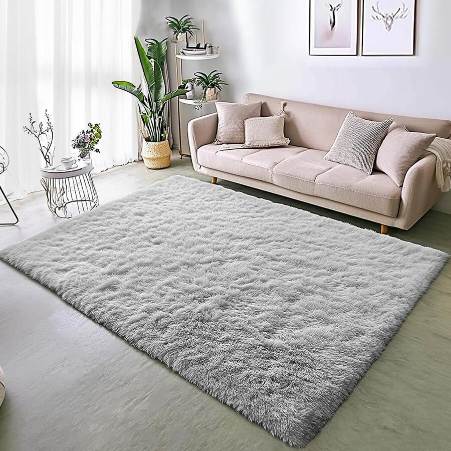 BSGIFT Hoogpolig tapijt 200x300 Shaggy grijs tapijt voor de woonkamer pluizig langpolig tapijt knuffelig tapijt voor de woonkamer hoogpolig tapijt antislip moderne extra grote tapijten voor de slaapkamer