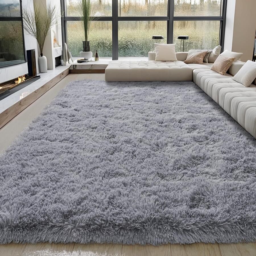 BSGIFT hoogpolig tapijt 200x300 shaggy woonkamer tapijt pluizig grijs langpolig knuffelbaar tapijt woonkamer tapijt hoogpolig tapijt antislip moderne extra grote tapijten voor slaapkamer kinderkamer