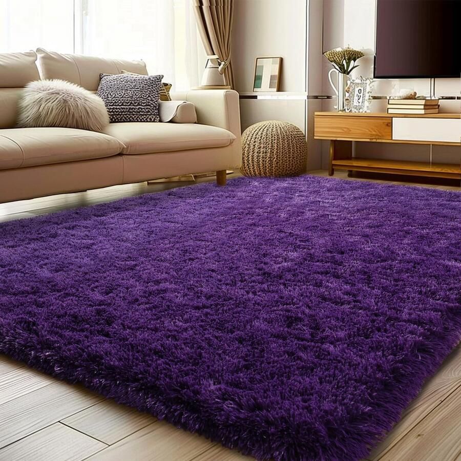 BSGIFT Woonkamertapijt 200x300 Paars Shaggy Hoogpolig Tapijt Pluizig Modern Langpolig Woonkamertapijt Nachtkastje Tapijt Hoogpolig Tapijt Antislip voor Slaapkamer Kinderkamer