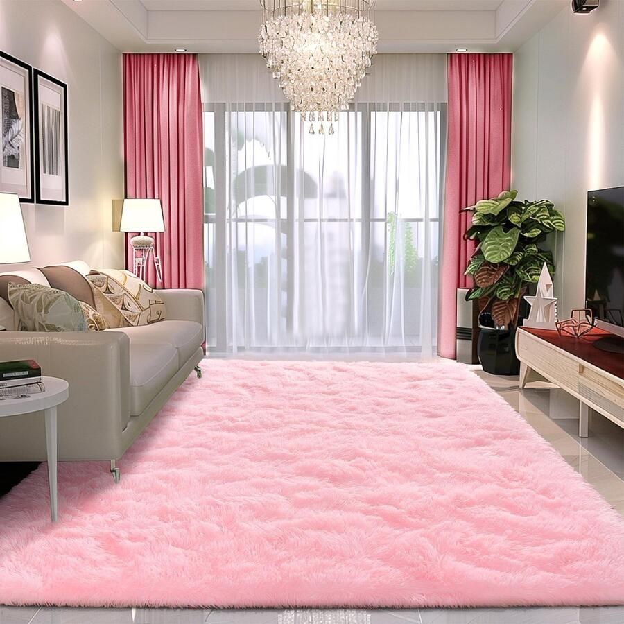 BSGIFT Hoogpolig tapijt 200x300 roze shaggy woonkamertapijt pluizig langpolig woonkamertapijt hoogpolig tapijt antislip moderne extra grote tapijten voor slaapkamer kinderkamer nachtkastje