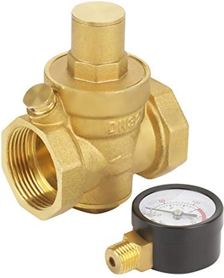 BSP DN32 1-1 4 inch messing waterdrukregelklep 1-1 4 inch instelbare waterdrukregelaar ventielschroefdraad met manometer 1 6 MPa