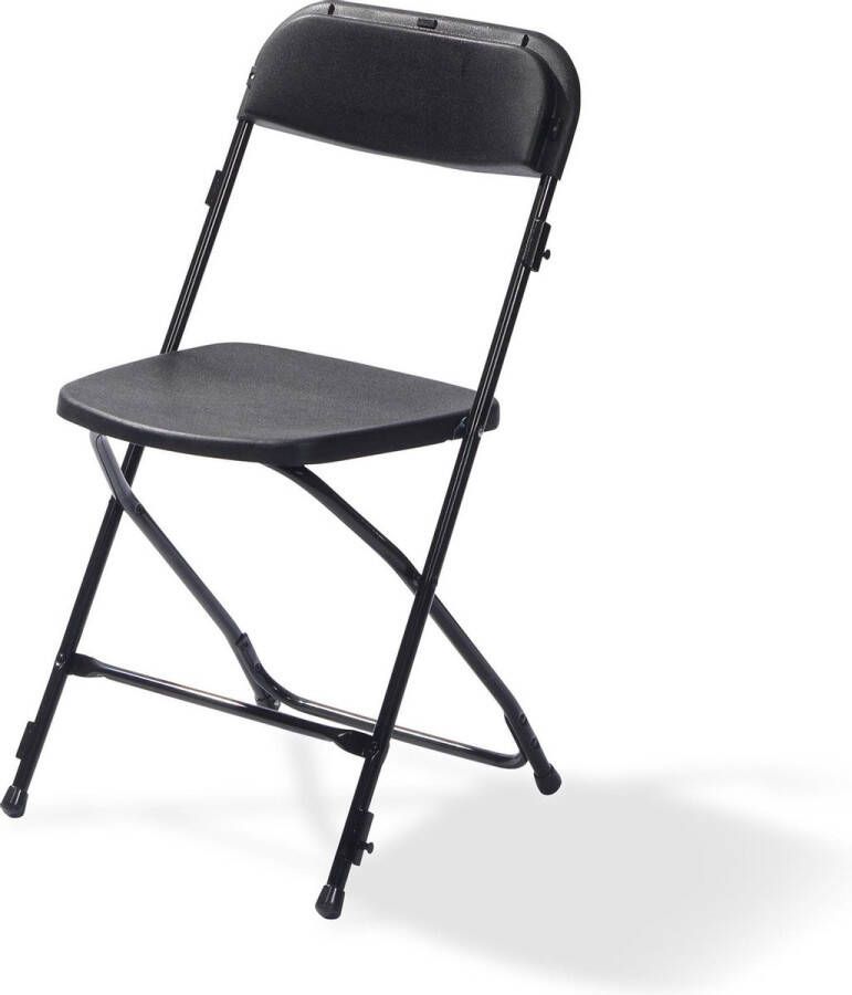 Huismerk Essentials Budget klapstoel zwart zwart set van 8 opklapbaar en stapelbaar stalen frame 43x45x80cm (LxBxH)