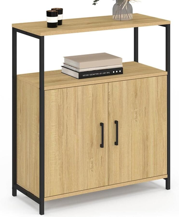 Buffetkast 70 cm – 1 Niche en 2 Deuren Industrieel Design Stijlvol en Functioneel Meubel voor Woonkamer of Eetkamer