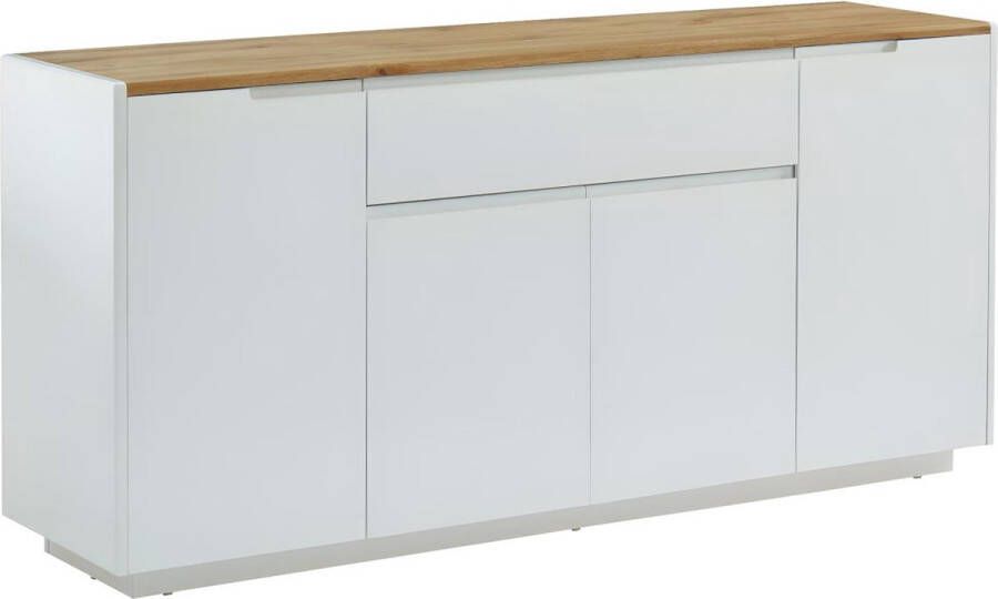 Vente-unique Buffetkast AMANI 4 deuren en 1 lade Witgelakt mdf Kleuren: wit en eiken L 160 cm x H 76 cm x D 40 cm - Foto 2