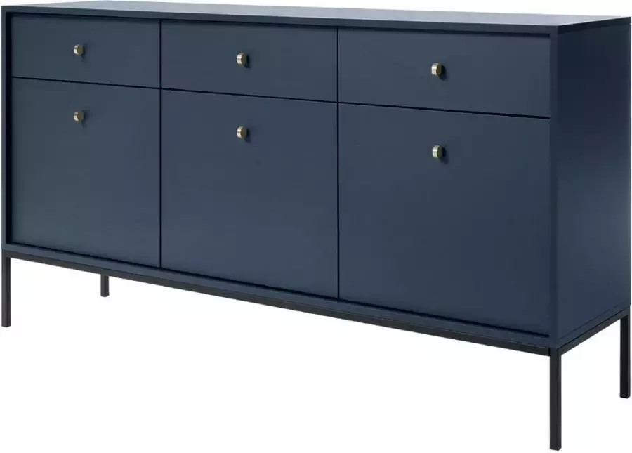 Vente-unique Buffetkast BOGDAN 3 laden en 3 deuren Blauw L 154 cm x H 83 cm x D 39 cm - Foto 2