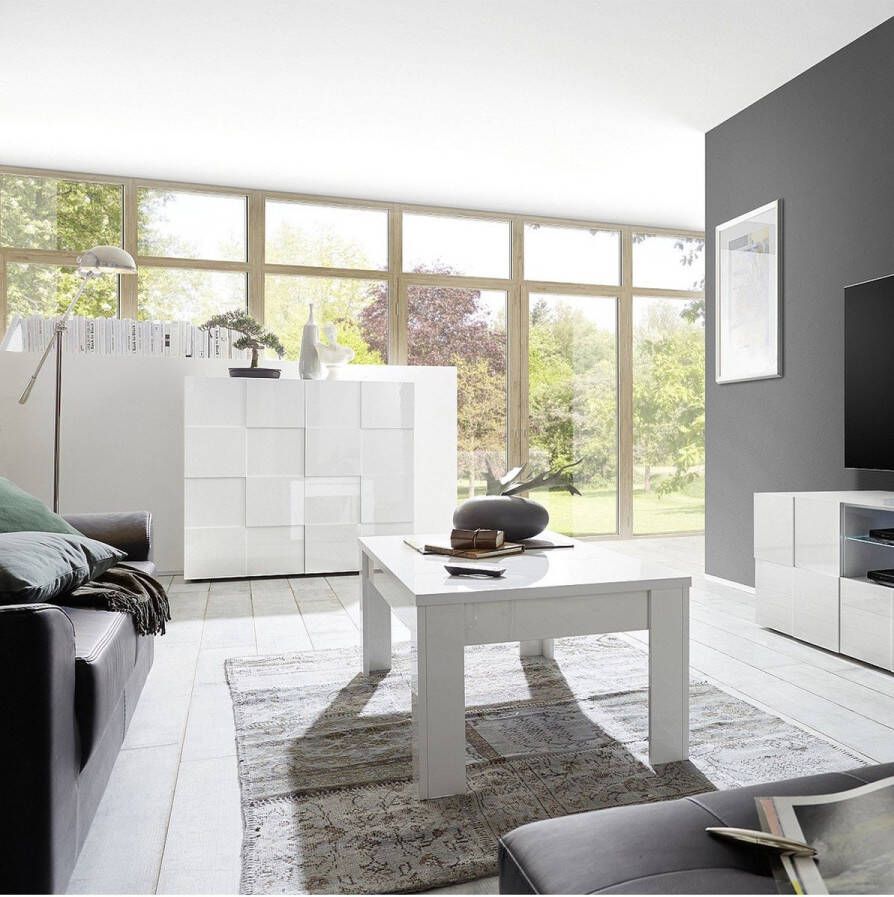 Vente-unique Buffetkast CALISTO 2 deuren Witgelakt L 121 cm x H 111 cm x D 42 cm