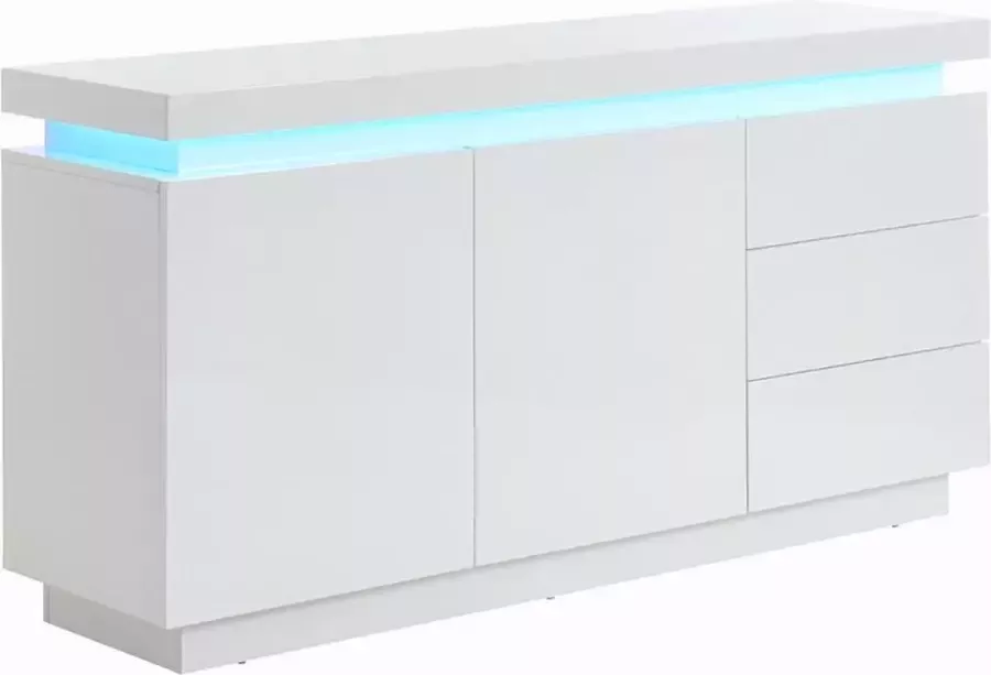 Vente-unique Buffetkast EMERSON II Leds 2 deuren en 3 lades Wit gelakt MDF L 150 cm x H 75 cm x D 40 cm - Foto 2