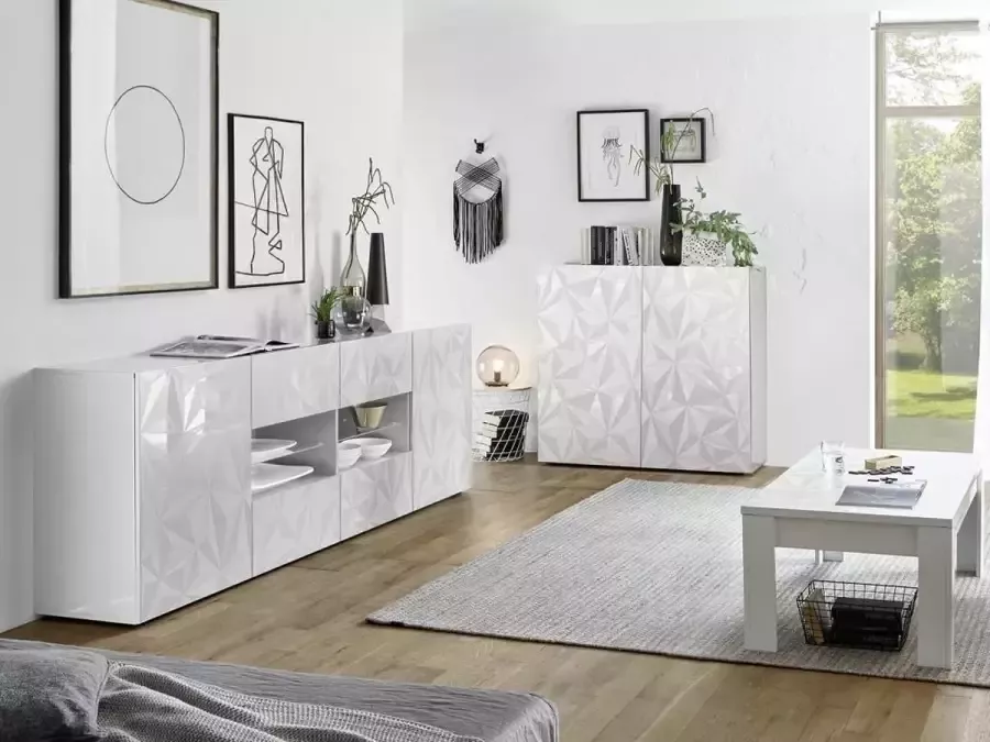 Vente-unique Buffetkast ERIS 2 deuren en 4 lades Wit gelakt L 241 cm x H 84 cm x D 42 cm - Foto 3