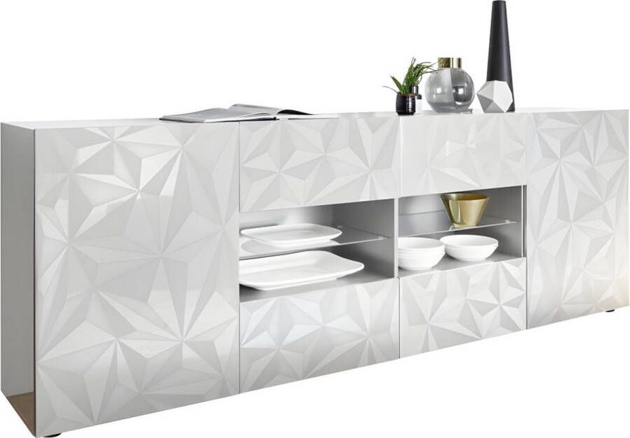 Vente-unique Buffetkast ERIS 2 deuren en 4 lades Wit gelakt L 241 cm x H 84 cm x D 42 cm - Foto 2