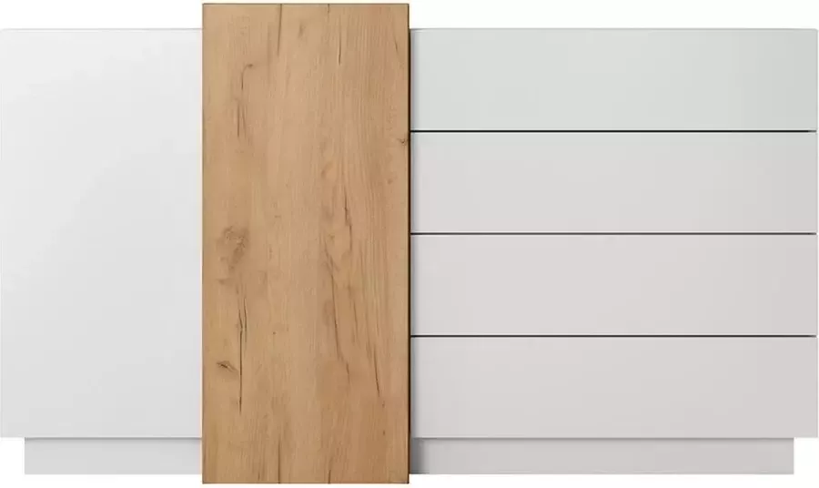 Vente-unique Buffetkast FRANCOLI 4 laden en 2 deuren Wit en eiken L 160 cm x H 93.5 cm x D 45.4 cm - Foto 2