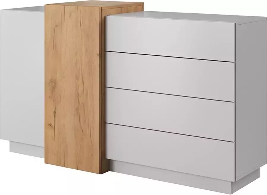 Vente-unique Buffetkast FRANCOLI 4 laden en 2 deuren Wit en eiken L 160 cm x H 93.5 cm x D 45.4 cm