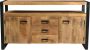 Buffetkast HARLEM 2 deuren en 3 laden Mangohout en metaal L 145 cm x H 80 cm x D 44 cm - Thumbnail 2